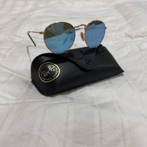 Ray-Ban Gold Frame with Blue Lenses Sunglasses